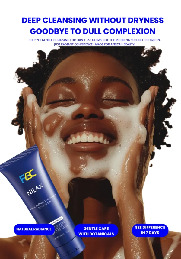 Model using Nilax hydrating face wash on faceGentle foaming cleanser for daily use