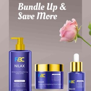 Nilax whitening and brightening skincare set – body lotion, serum and face cream